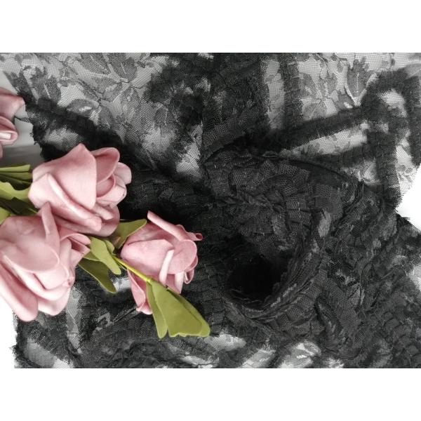 Tulle Mesh Embroidery Black Flower Applique Lace Fabric