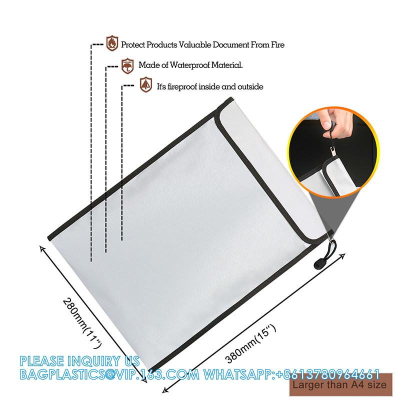 Fireproof Bag Document Waterproof File Bag Storage Bag 2100 Fahrenheit Fire Resistant Envelope Pouch For Money