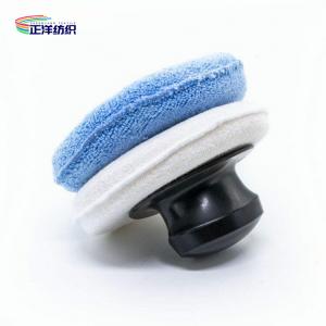 Quality 12cm Car Paint Buffing Pads Microfiber Round Waxing Applicator With Plastic Hook Handle wholesale