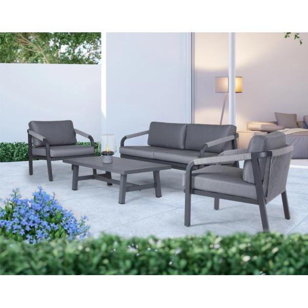 Waterproof Polyster Fabric Outdoor Furniture Garden Rope Weave Sofa Patio Lounge Set