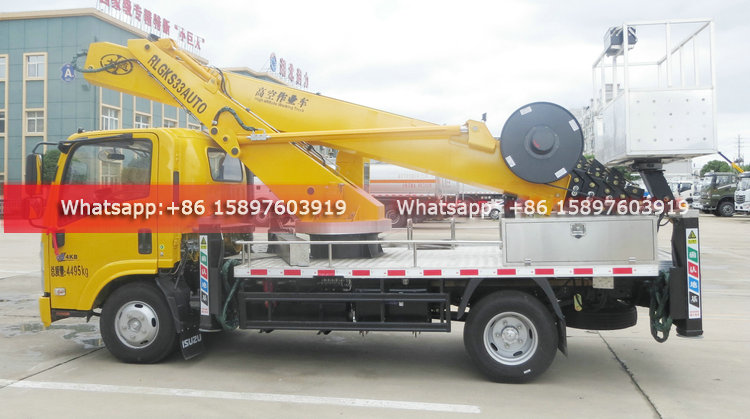 Philippines KV100 ISUZU Hydraulic Telescopic Boom Elevating High Altitude Working Height Aerial Work Platform Truck 33 Meter
