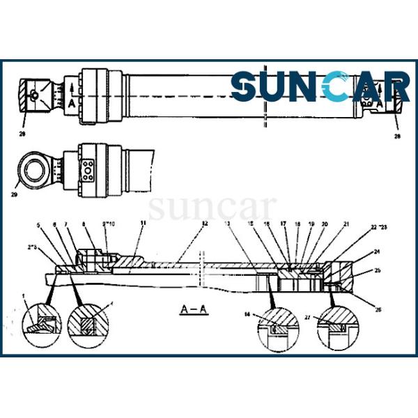 Cylinder Service Kit 154-0766 Stick Seal Repair Kit Fits Excavator C.A.T 325B 325B L