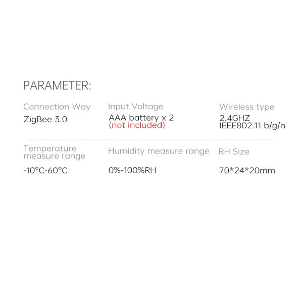 Wifi Temperature Humidity Smart Home Sensors ZigBee 3.0 1.5V