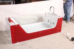 Quality Red Rectangle ABS Acrylic Air Bubble Bathtubs For Bathroom 87 x 182 X 72cm wholesale