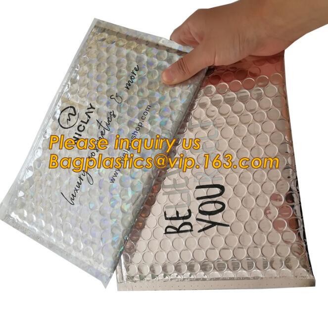 Holographic Zipper Slider Zip Lock Bubble Bag,Cosmetic Zipper Bag/Rose Gold Slider Bubble Bag with Logo,Slider Bubble Zi