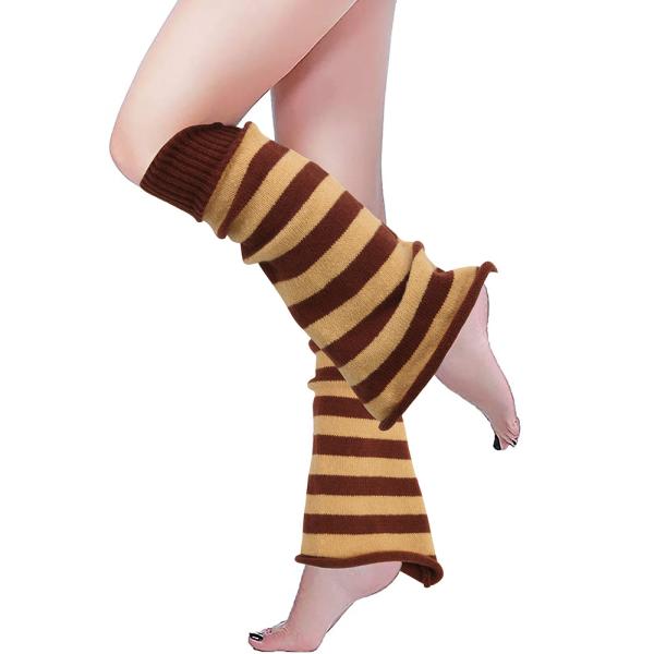 Y-Z Fall Winter Knitted White Warm Yoga Gothic Horn Knee High Leg Warmers for Women Knee Socks