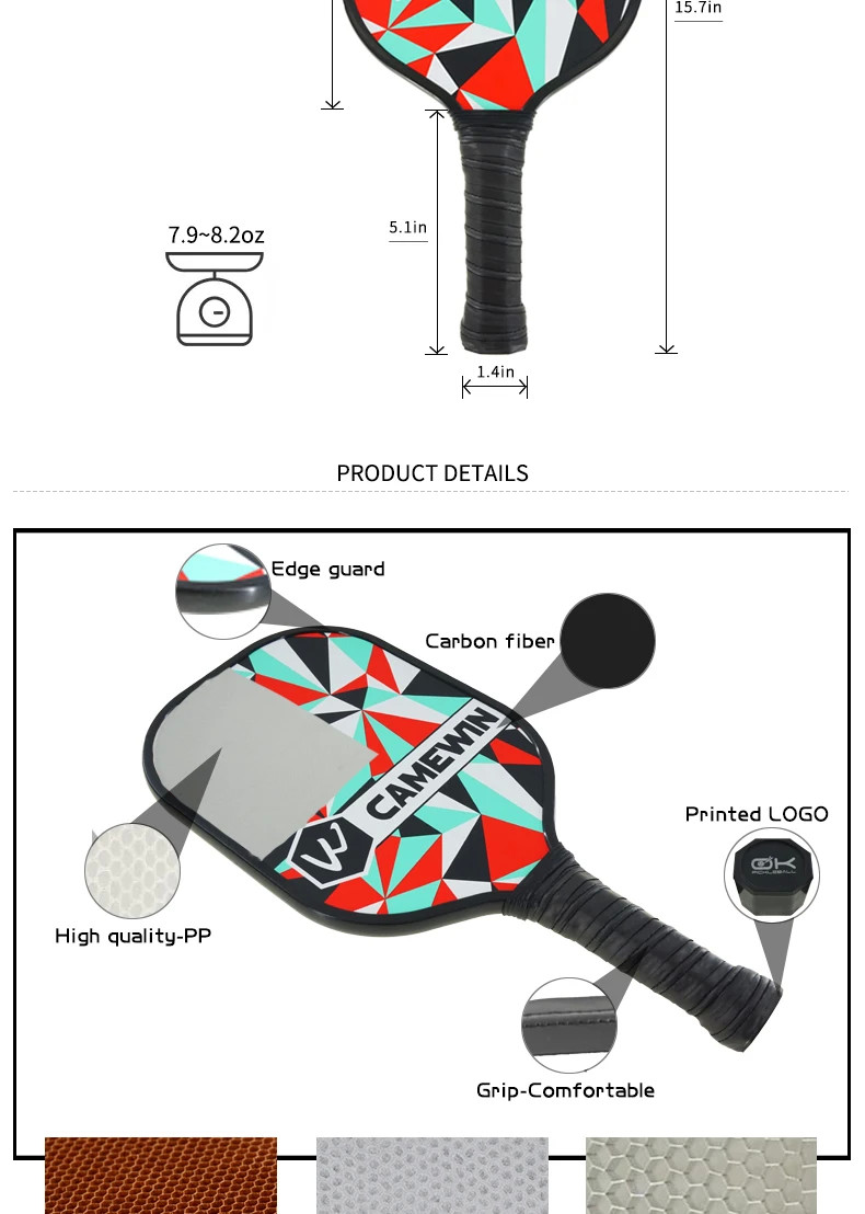 Stylish Thermoformed Power Pickeball Paddle Textured T700 Raw Carbon 12MM USAPA