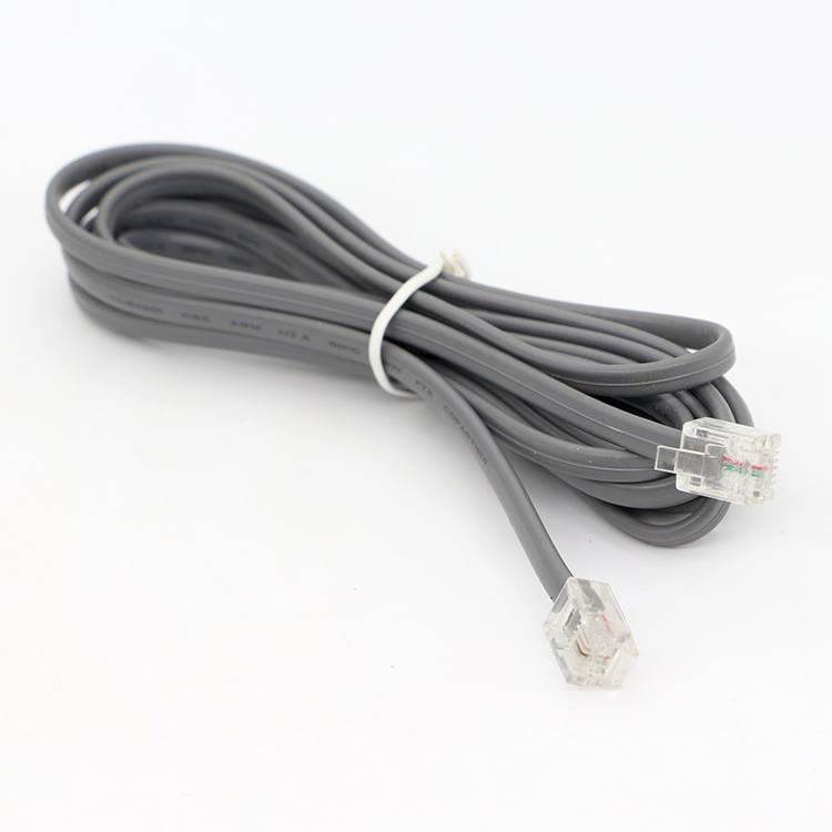 Custom 1M 2M 3M Shield Intercom Cat3 RJ11 6P2C Telephone Adsl Cable