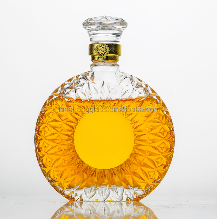 Glass Collar 500ml 700ml 750ml 1000ml Empty Liquor Bottle Vodka Gin Bottle With Cork