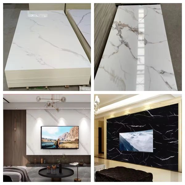 2.44m 2.6m Marble Veneer Sheets Wpcwallpanel Smokeproof Bamboo Wood Fiber Wall Board