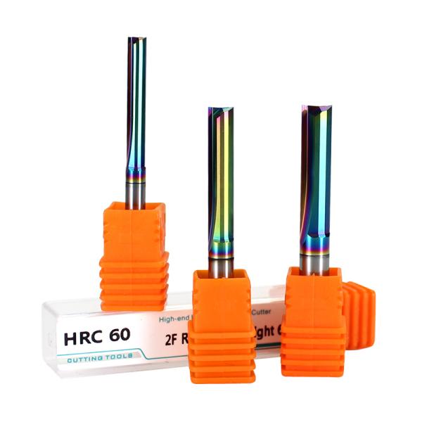 YingBa Customized Coated Milling Cutter 3.175-12mm CNC Wood Cut Bit Carbide Alloy 2 Flutes Straight Endmill Wood Cutting Tools