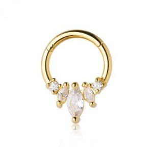 Quality Women Stainless Steel Body Piercing Jewelry Zircon Septum Clicker Hoop ODM wholesale