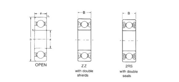 6000 Bearing Dimensions OPEN ZZ 2RS Deep Groove Structure for Ball Bearing