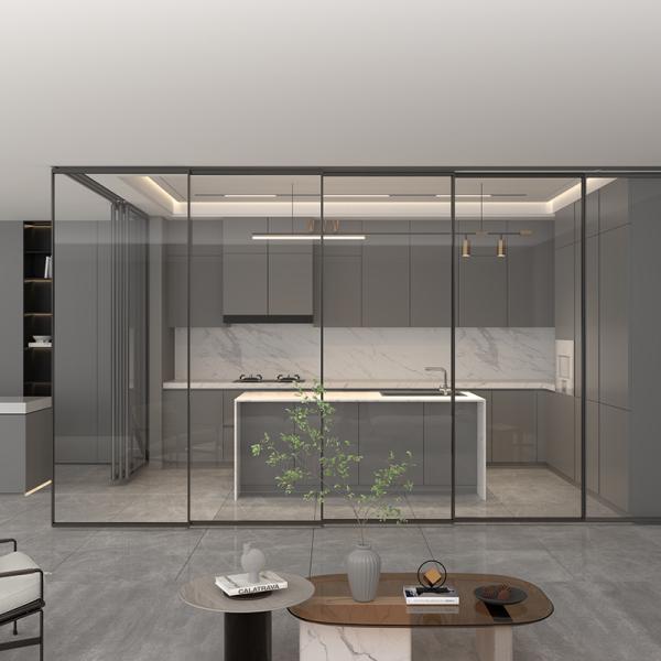 Slimline Casement Aluminium Framed Internal Doors Flush Glazed