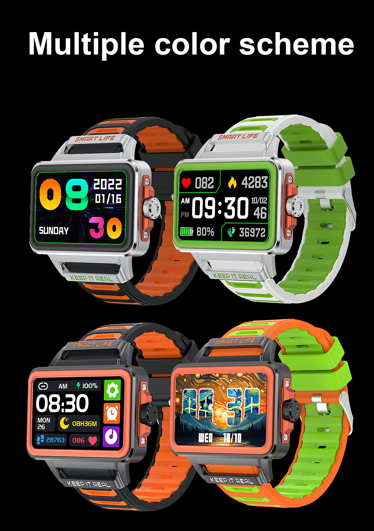 Multilingual Android Square Smart Watch Convenience Magnetic Charging
