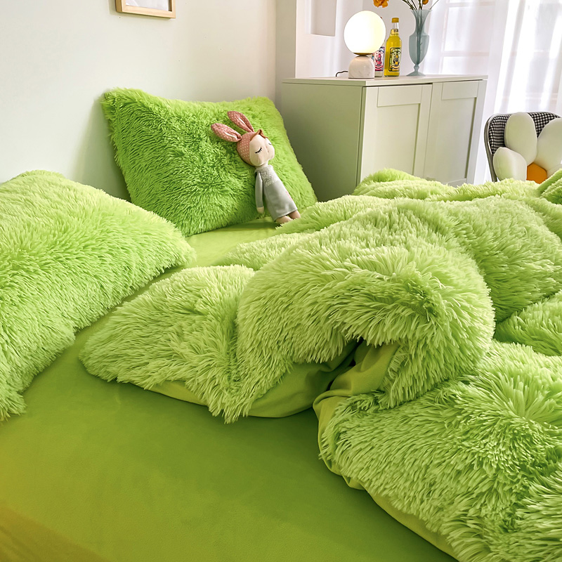 Plush Shaggy Velvet Fluffy Bed Duvet Covers Set in Multi Color Custom Luxury Designs
