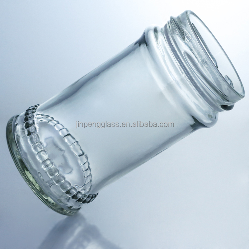 Metal Lid Honey Jam Round Food Grade Glass Jar with Custom Straight Edge Clear Glass