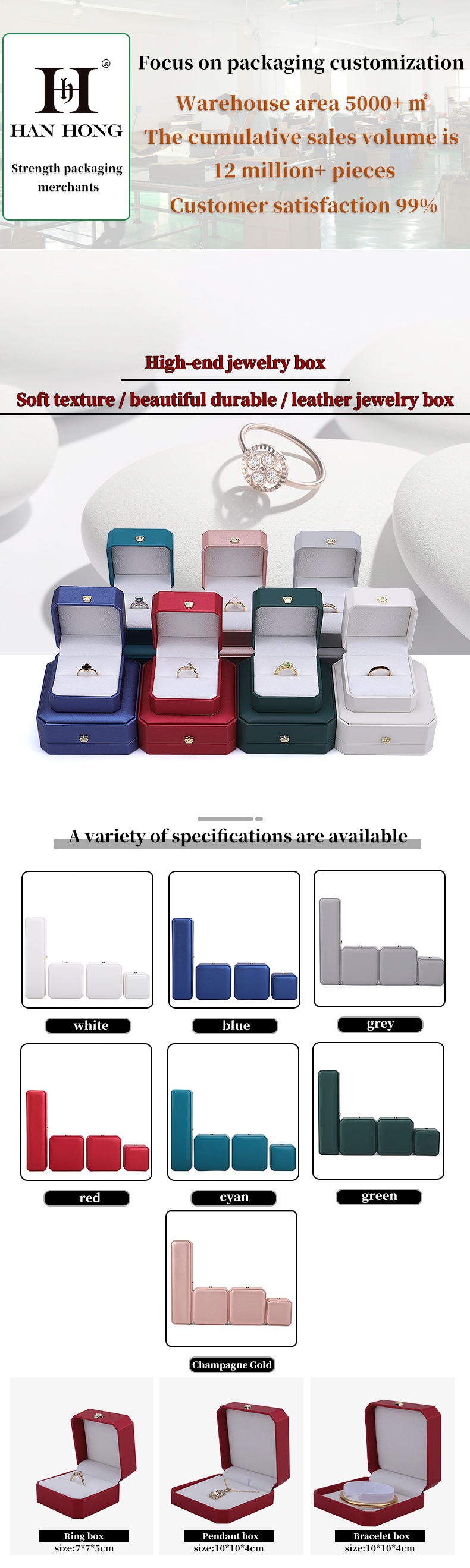Hanhong Crown Shape Cyan PU Leather Jewelry Box Ideal for Bracelets Earrings and Rings