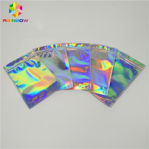 Resealable Cosmetic Packaging Bag Foil Hologram Mylar k Pouch With Easy Tear