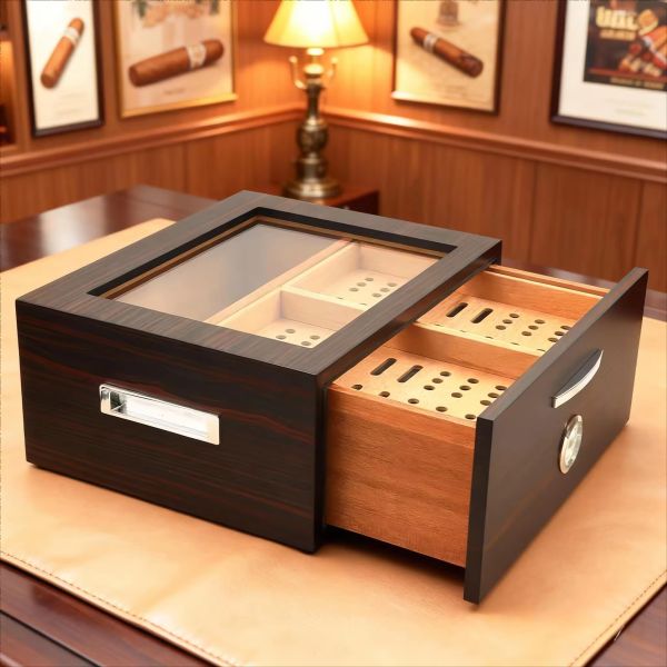 Walnut Wood Cigar Box Premium Solid Wood Storage for Luxury Cigar Collections