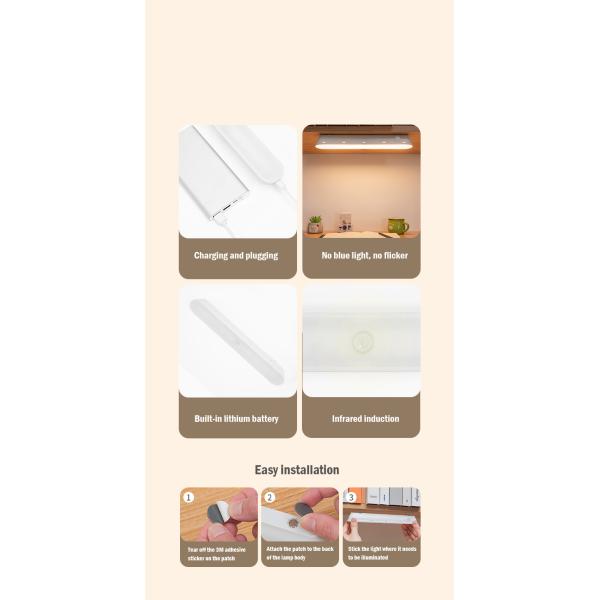 Wireless Human Body Induction Lamp 2700K Motion Sensor Night Light