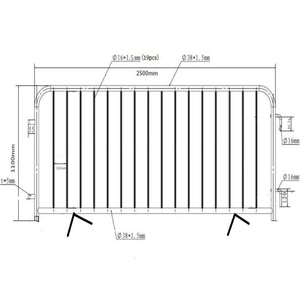 Traffic Crowed Control Barrier 2.0m-2.5m Temporary Pedestrian Barriers