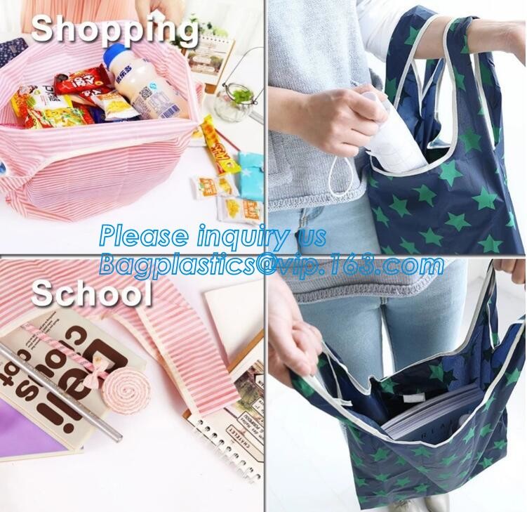 Reusable easy carry tote eco friendly foldable polyester folding shopping bag,Foldable Shopping Bag w/Zipper Closure and