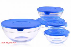 China 5Pcs Heat Resistant Preservation Glass Bowls Nested Dipping or Storage Bowls with Lids on sale