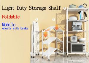 Quality White Foldable Steel Rack , Mobile Light Duty Metal Storage Rack On Wheels wholesale