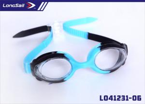 Quality Blue And Black Anti-Fog Mirrored Kids Mouldproof Swimming Goggles With Seperate, Adjustable Headstrap wholesale