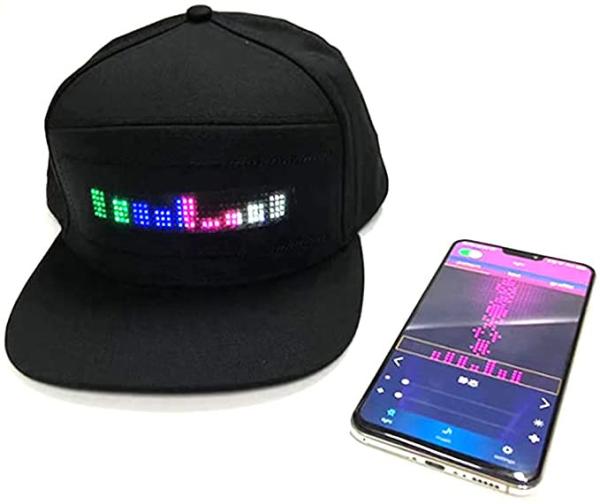 Cheap Animated Sign Bluetooth LED Hat Programmable Message Black Cap for sale
