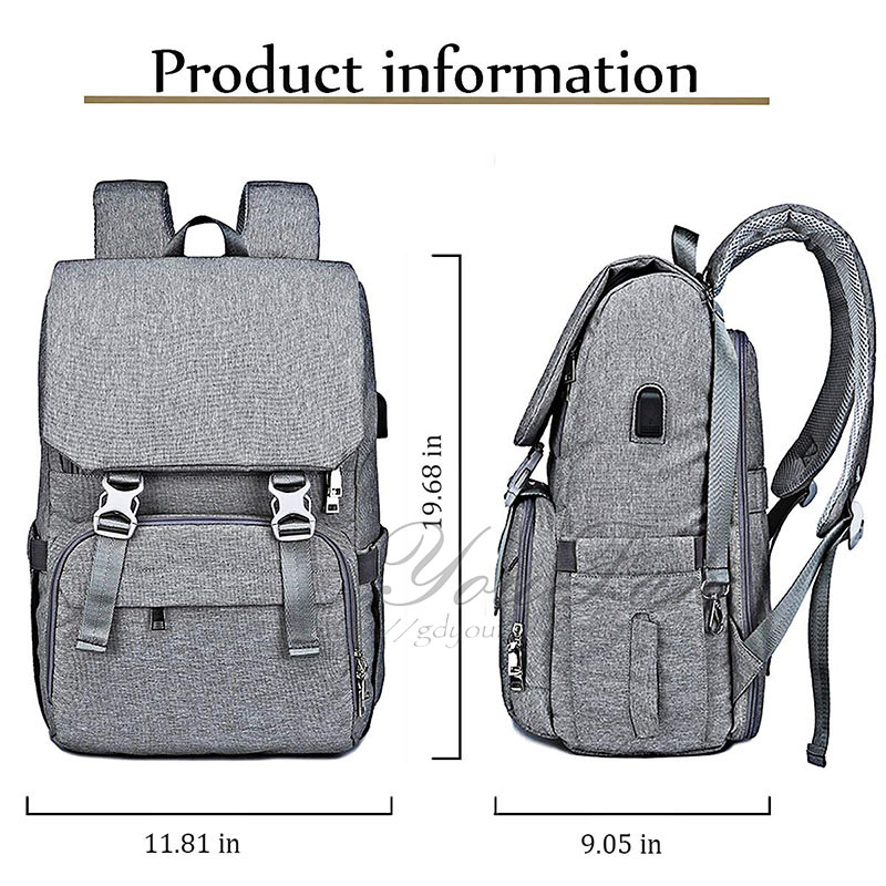 Large Capacity Nappy Bags with Changing Pad diaper bag with usb