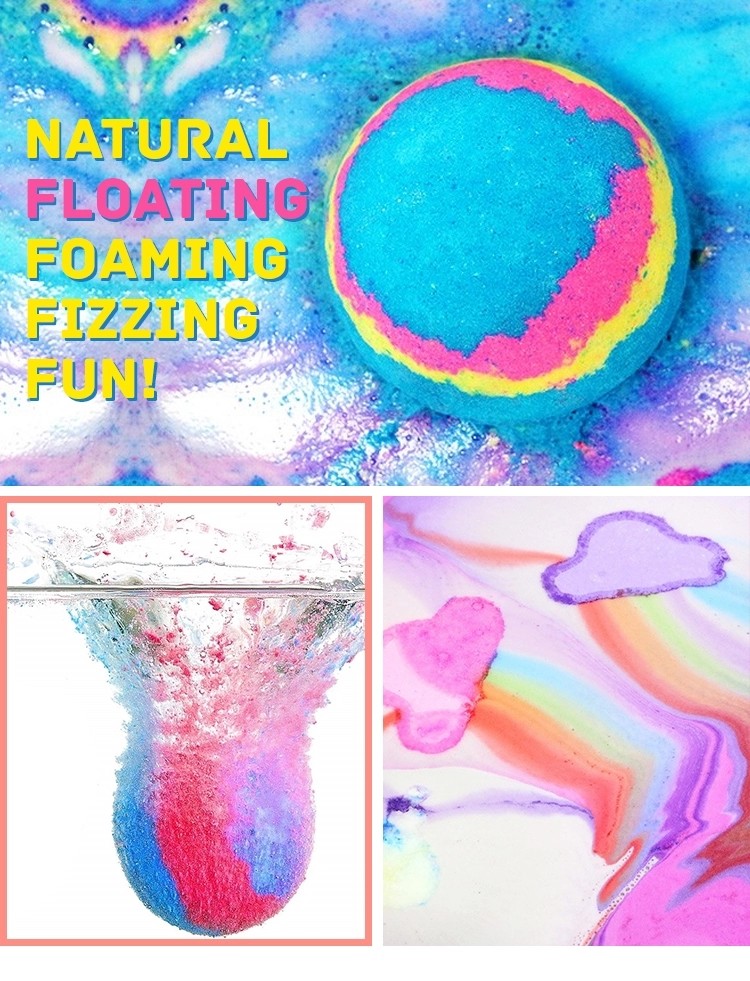 Natural Relaxing Bath Salts Custom Bubble Colors Vegan Organic Fizzy Bath Bombs