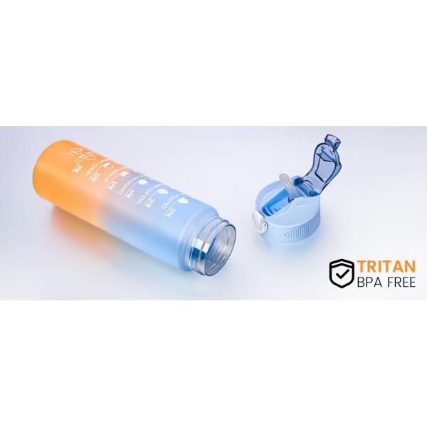 Sports Water Bottle 3 Pcs Set With Motivational Time Marker Leak Proof Flip Top Lid Gradient Purple For School Fitness Enthusiasts Indoor Outdoor