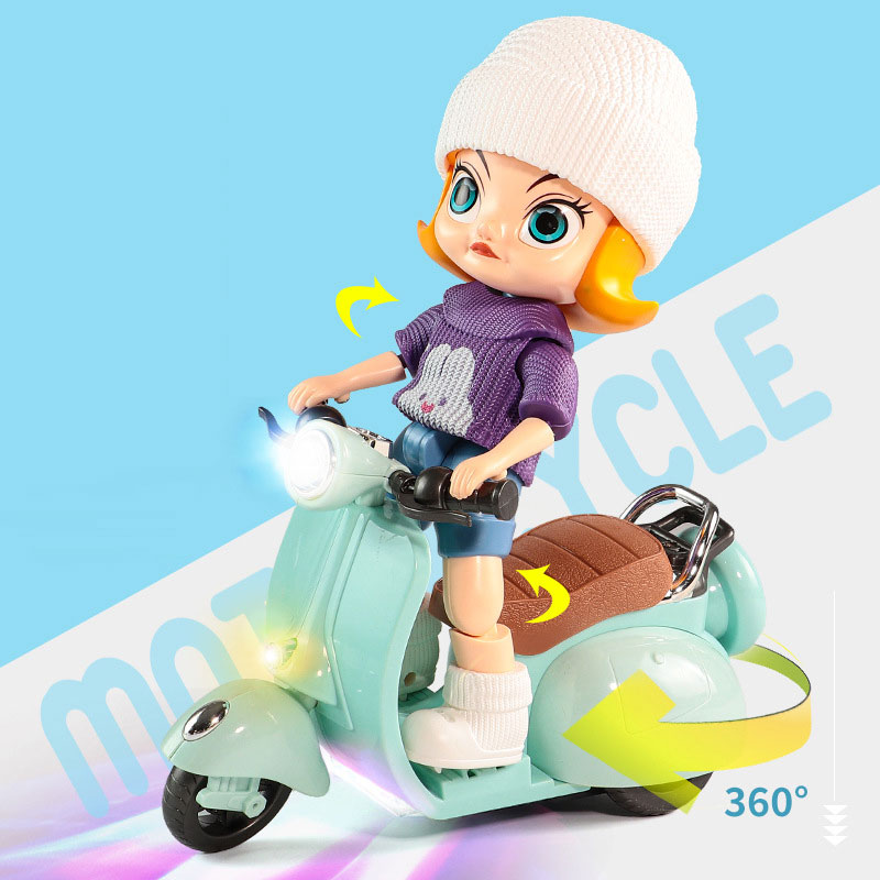 Finished Goods Children's Dazzling Electric Motorcycle Toy 360 Rotating Swinging Model