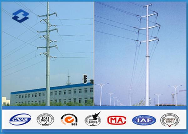 Cheap 8M Angle composite utility poles , galvanised steel pole 470 ~ 630 Mpa Tensile Strength for sale