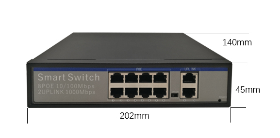 30 Watt Output Industrial Network Switch 10 POE 10/100/1000Mbps Ports 2 Uplink Port
