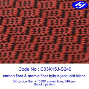 Jacquard Sudoku Pattern Red Carbon Fiber Fabric With Low Flammability