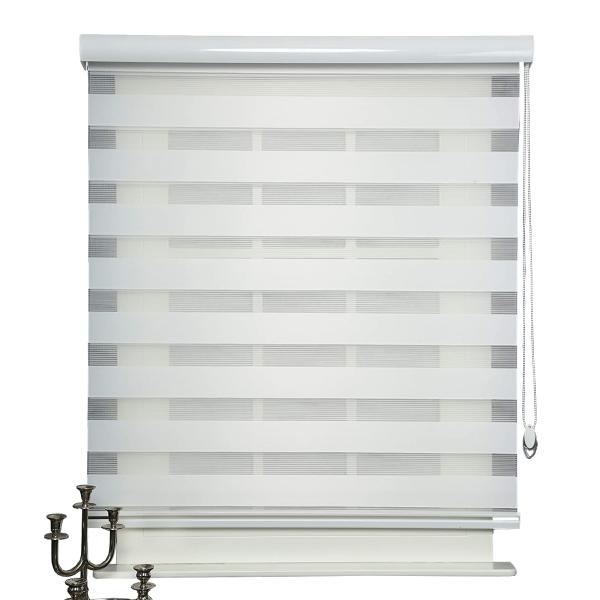 Double Pane Sheer Zebra Vision Blinds Polyester Metallic Material For Office