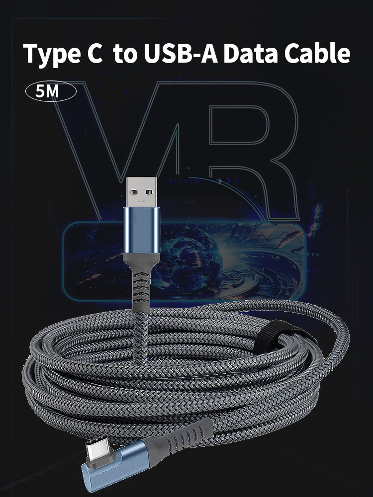 20FT VR Headset Type A To C USB 3.1 Charging Cable 5Gbps Nylon Braided