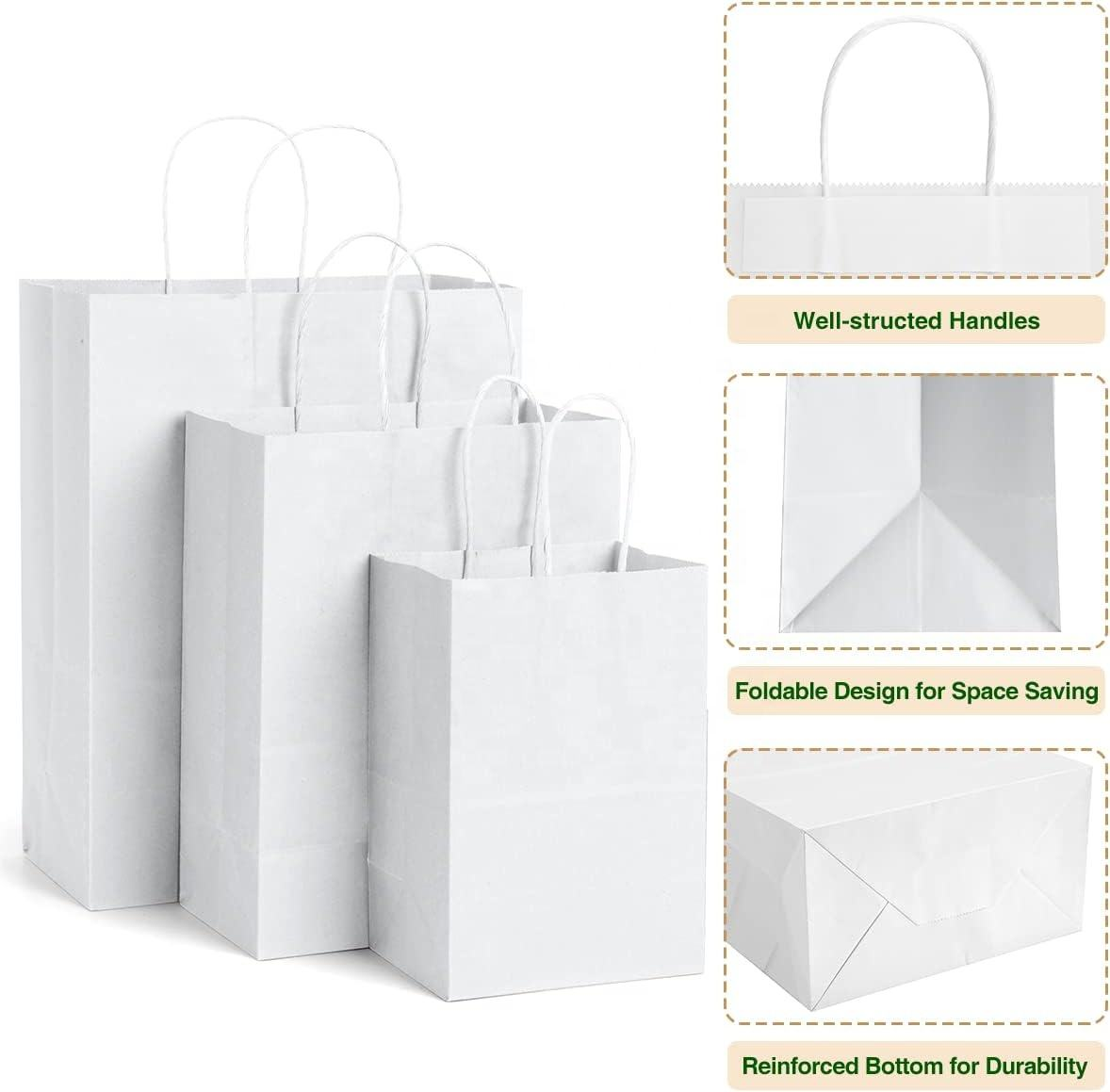 Valentine'S Day Gift Handle Romantic Flower Gift Bag White Kraft Shopping Customize Paper Bag With Your Own Logo