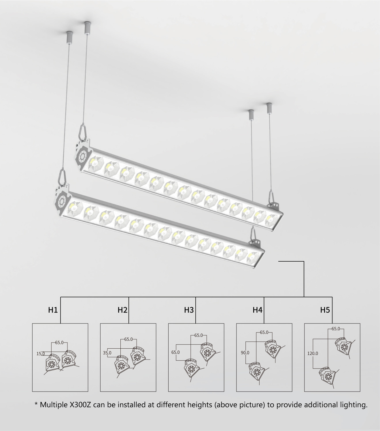 120 Degrees 80Watts Linear Pendant Led Lighting 150W/M 12000LM