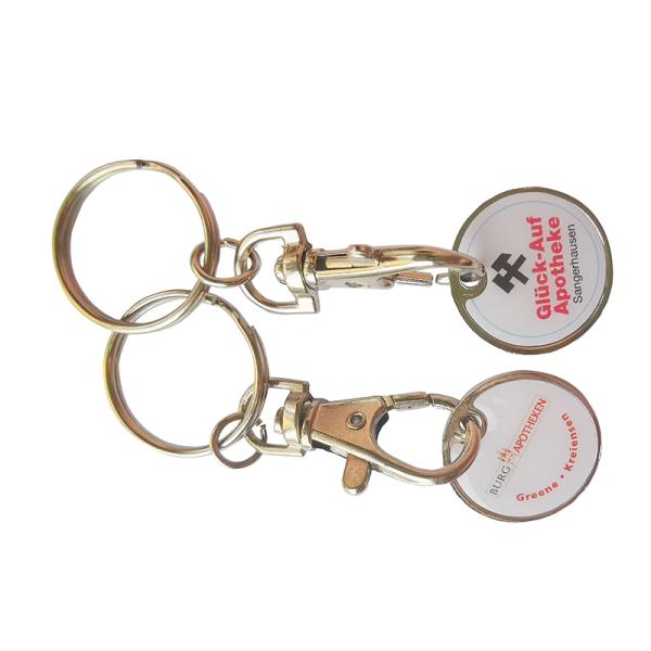 Custom Supermarket Metal Token Coins Shopping Cart Trolley Token Keychain