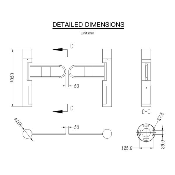 Access Control Swing Barrier Turnstile RS232 Communication Port