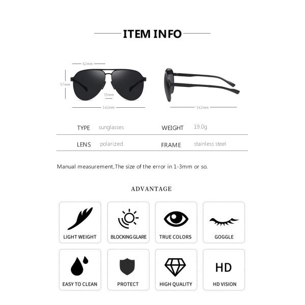 UV400 Pilot Sunglasses Polarized Metal Luxury Shades Gentleman