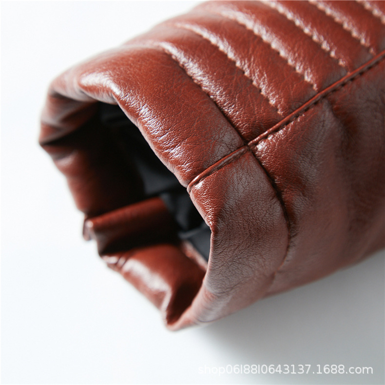 Winter Jaket Wholesale Retro Windbreaker Utility Black Blank Crop Parka Stand Collar Pu Leather Motorcycles Jaket