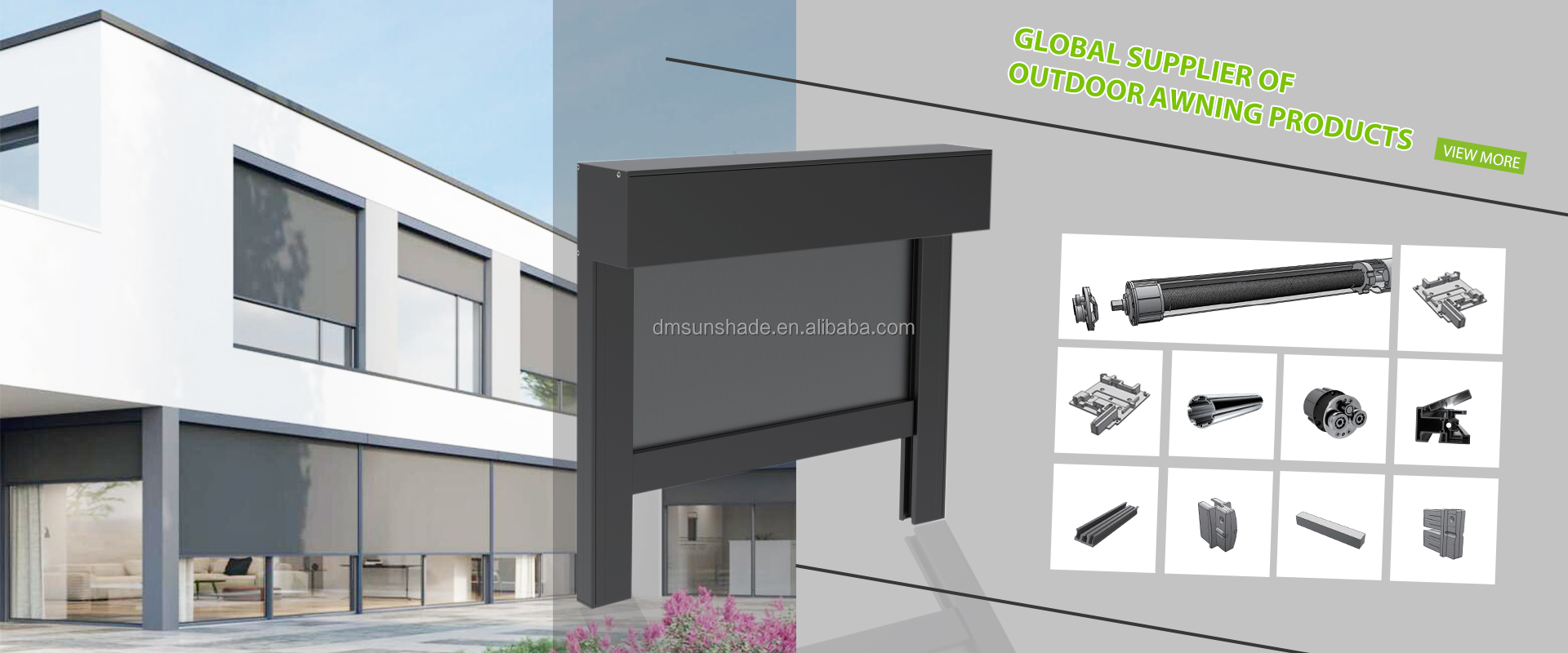 Outdoor Sunshade Motorized Smart Zip Track Blinds / Roller Zip Track Outdoor Roller Blinds