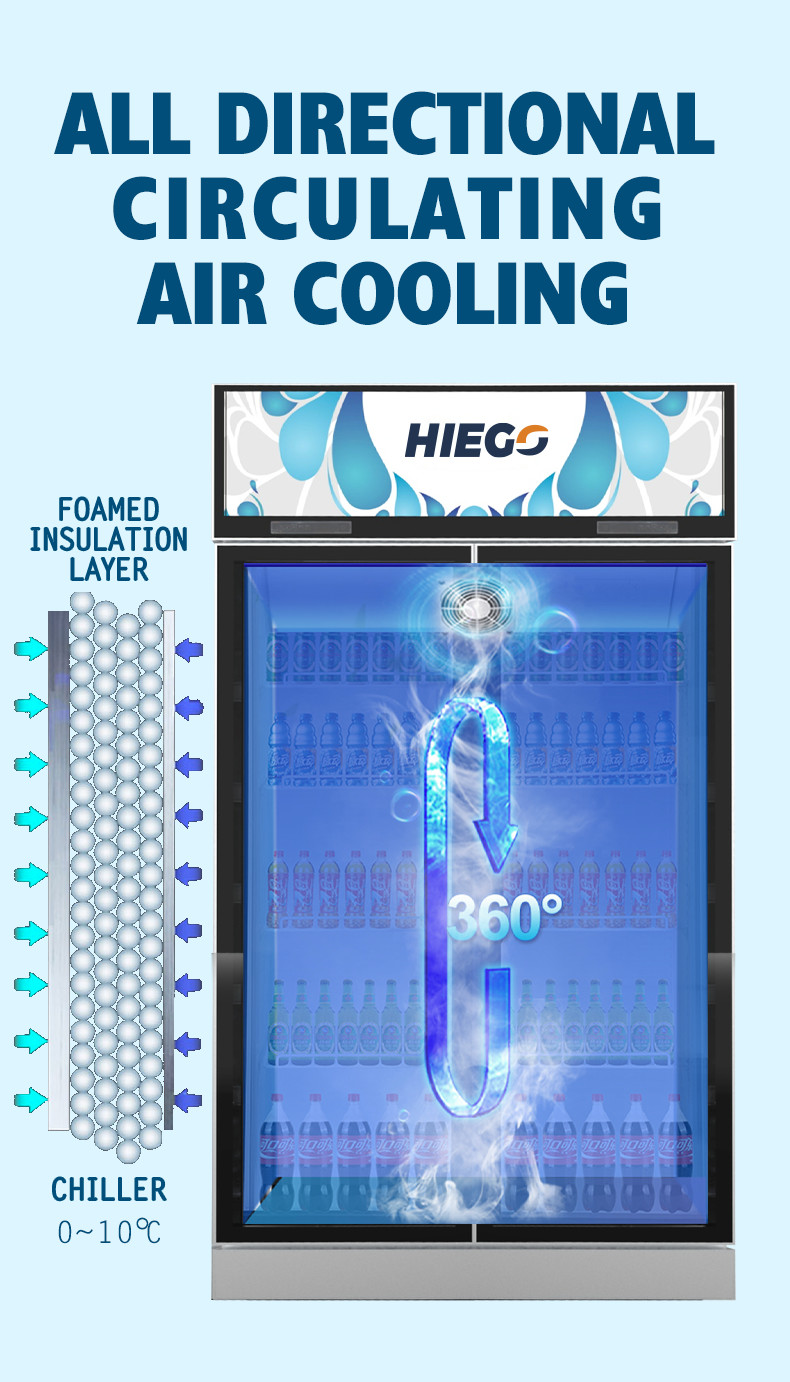 2200L 4 Door Stainless Steel Freezer Combination Glass Display Chiller