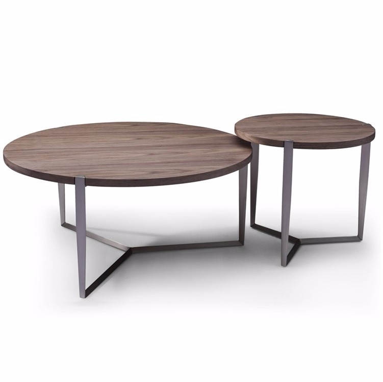 fashion Modern Metal Leg European Style Two Pieces Set Round Coffee Table