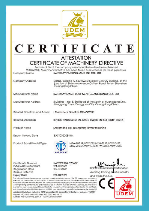 MITTIWAY PACKING MACHINE CO.,LTD Certifications